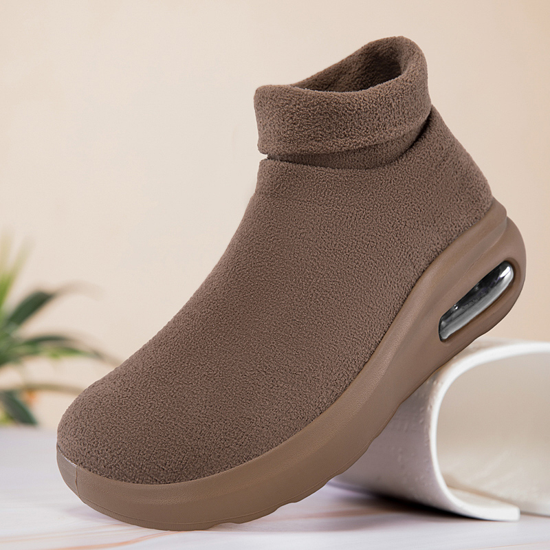 High-top wide-fit cotton shoe with air-cushion sole