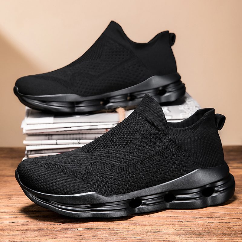 Black slip-on trainer with air-cushion sole